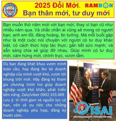 ISAI và RAMBON là hai tổ chức chuyên nghiên cứu về chiến lược, quản trị, quản lý, tái cấu trúc, đổi mới sáng tạo, huấn luyện, sắp xếp lại đội ngũ, hỗ trợ tài chính, pháp lý , cố vấn, huấn luyện và các giải pháp phát triển doanh nghiệp khác